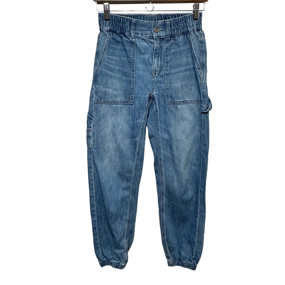 American Eagle Jogger Jeans Women 00 Short Blue Carpenter Denim Utility Pants